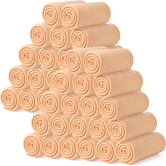 Kinlop Fleece Blanket Bulk 60 x 50 Inch Soft Lightweight Fleece Cozy Blanket Warm Throw Plush Pet Throw for Bed Couch Sofa Home Office Wedding Gifts Travel Camping(Light Orange,40 Packs)