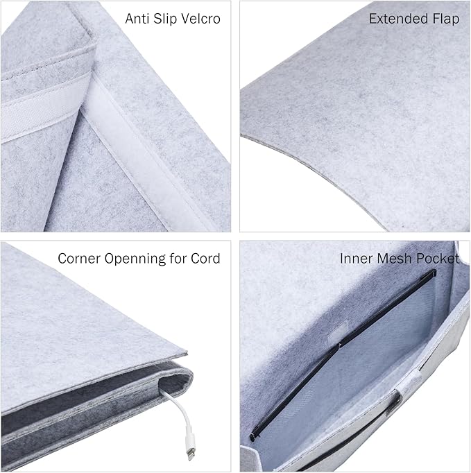 YOUDENOVA Bedside Caddy, Bedside Organizer for Dorm Room, Bunk Bed, Light Grey