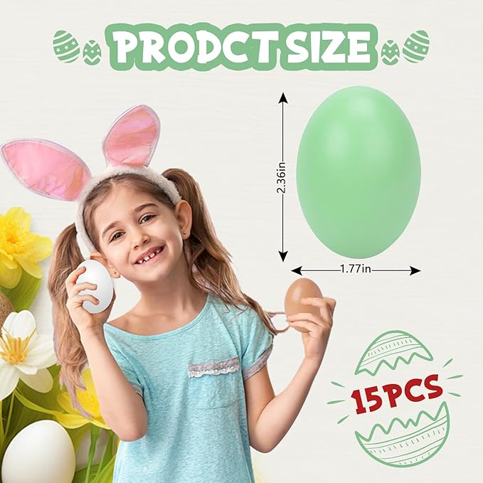 15pcs Wooden Fake Eggs, 3-Color Wooden Easter Eggs, DIY Kitchen Pretend Game Food Set, Children's Kitchen Game Toys, Home Decoration Products, Fake Eggs for Home Farm Decoration