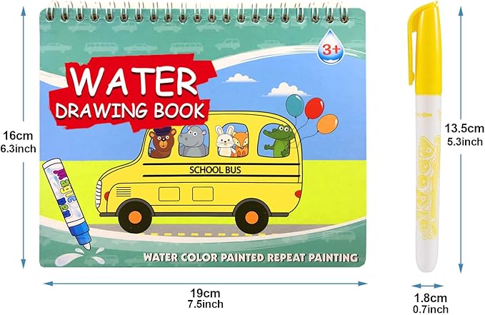 4 Pack Water Drawing Book,Water Coloring & Doodle Book,Reusable Water Reveal Activity Books for Kid,Painting Color Wonder Coloring Books,Gift for Girl & Boy for 3 4 5 6 7 Year Old