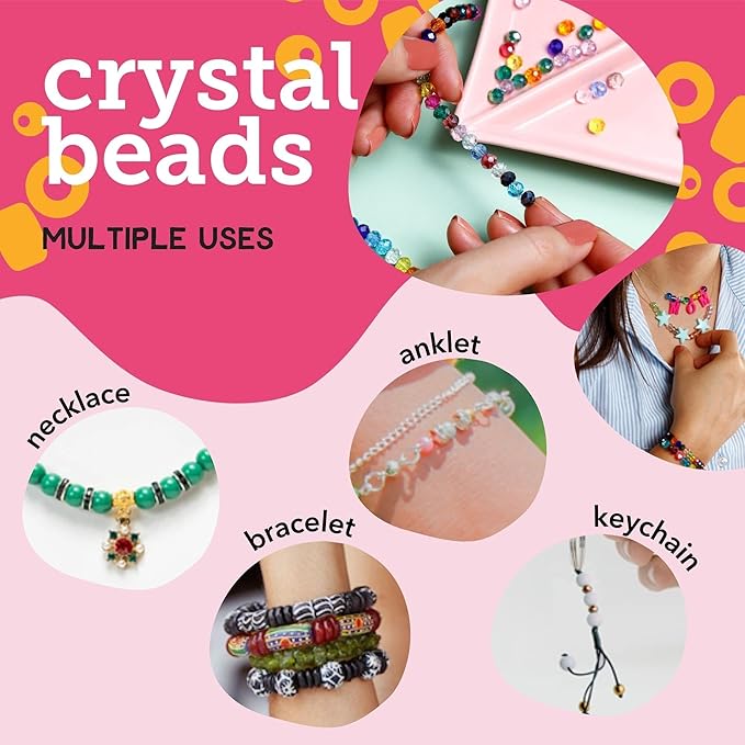 Incraftables Crystal Beads for Bracelets 1200pcs 24 Colors. Bicone Crystal Glass Beads for Jewelry Making Bulk (6mm). Best Faceted with Elastic String. Small Bead Bracelet for DIY Crafts