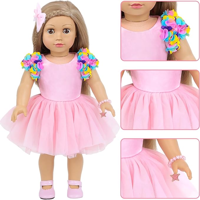 American 18 Inch Doll Clothes and Accessories Makeup Playset Fit 18 Inch Doll Including Fashion Skirt, Bag, Eye Shadow Plate, Lipstick, Comb Mirror, Pair of Hairpins, Makeup Brushes, Bracelet