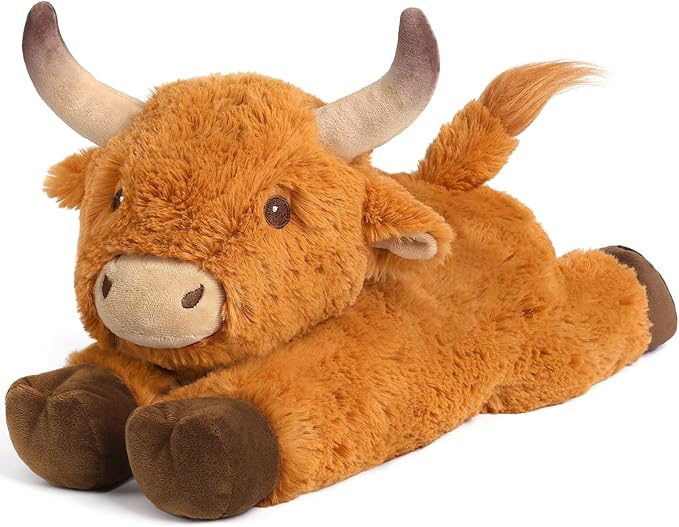 Cuckool Bull Stuffed Animals, Microwavable Stuffed Animals Adorable Fluffy Bull Plush for Warmth & Comfort, Heatable Coolable Lavender Scent Toys, Cute Soft Plushies Gift for Kids Boys Girls & Adults