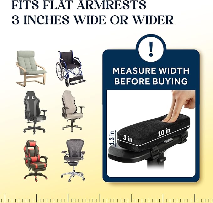 WESTERN COMFORT Thick Armrest Pads - Memory Foam Office Chair Arm Pads - Arm Rest for Desk Chair & Gaming Chair Armrest Pads - Chair Arm Covers - Elbow Support
