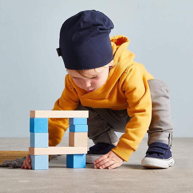 HABA Colored Wooden Building Blocks - 46 Piece Set of Wooden Toys, Stacking Toys for Toddlers 1-3 Ideal Open Ended Toys, Made in Germany