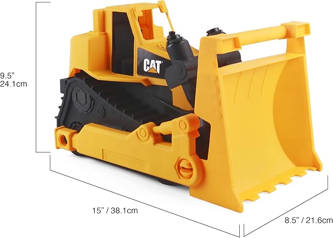 CAT Construction Toys 15" Bulldozer Construction Toy | Ages 3+ | Sturdy Plastic | No Batteries Required | Cat Construction Tough Rigs Series