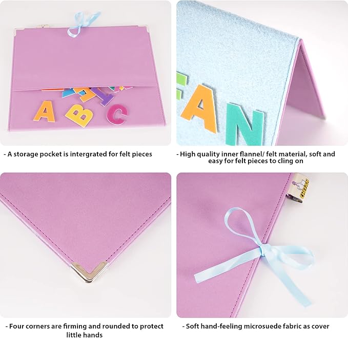 CHEFAN Foldable Felt Board for Toddlers Stand Flannel Board for Kids as Learning Board for Preschool Classroom and Daycare | Use with Felt Set Felt Book as Story Telling Board | Purple Medium