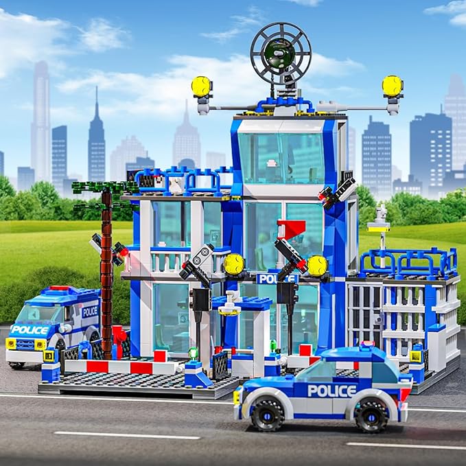 City Police Station Building Blocks Sets,570pcs City Police Station & Car Building Bricks Gift for Boys 6+ (Compatible with Lego)