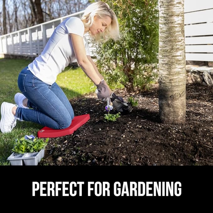 GORILLA GRIP Extra Thick Patent Pending Soft Foam Kneeling Pad, Supportive Large Cushion Knee Pads for Gardening, Baby Bath Time, Dirt and Water Resistant, Workout and Garden Supplies, 17.5x11, Red