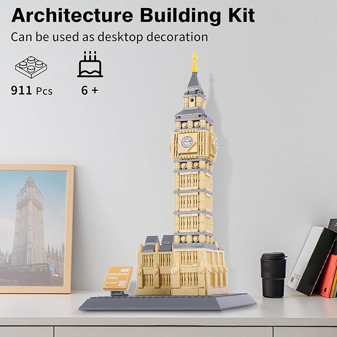 Oichy Building Blocks Set, Elizabeth Tower Toy Building Sets Famous Architecture Model Kits Best Gift for Adults and Kids 911PCS