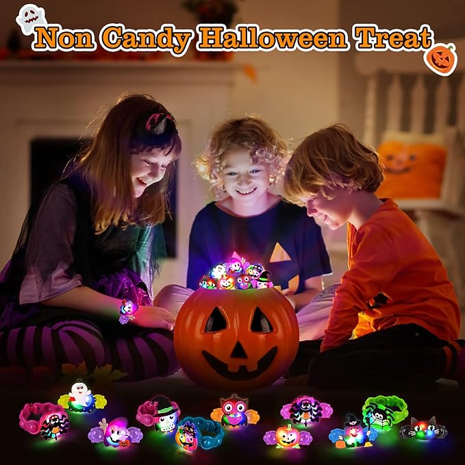 Halloween LED Light Up Bracelets for Kids 10 Pcs Halloween Party Favors Treats Prizes Halloween Toys Gifts for Goody Bag Stuffers Halloween Toys for Goody Bag Fillers Glow in The Dark Party Supplies