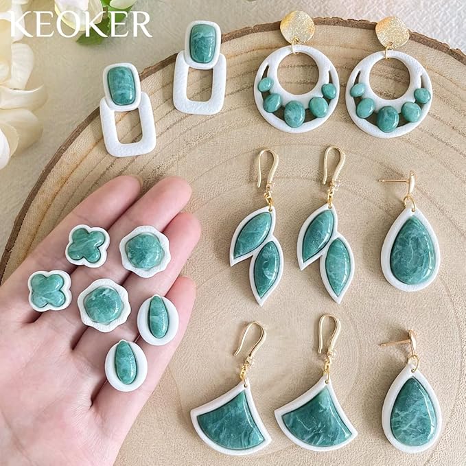 Keoker Embedded Clay Cutters, Clay Cutters for Polymer Clay Jewelry Making, Embedded Polymer Clay Earring Cutters, Earring Cutters for Polymer Clay, Polymer Clay Cutters for Earrings