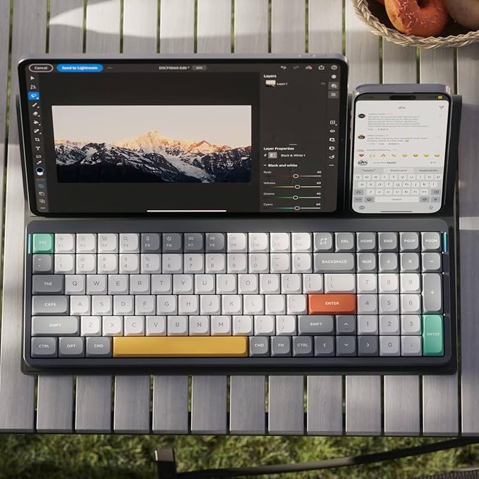 nuphy Air96 V2 Wireless Mechanical Keyboard,100 Keys RGB Backlit Keyboard,Supports Bluetooth 5.1,2.4G and Wired Connection,for PC/Laptop/Windows/Mac -Grey Gateron Aloe Switch