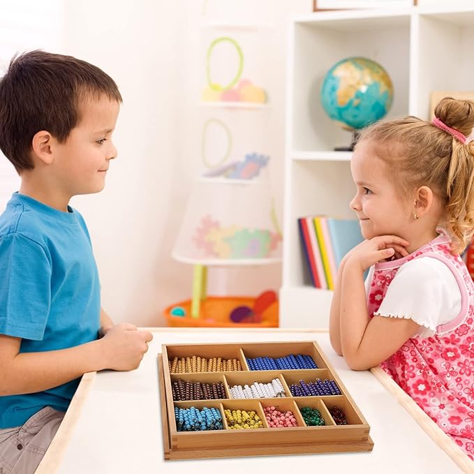 Leader Joy Montessori Math Materials Bead Decanomial with Box for Early Preschool Learning Toy