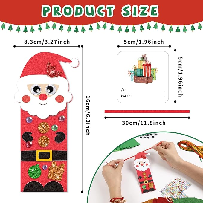 500pcs Christmas Craft Kits for Kids, 32 Sets DIY 3D Holiday Bookmarks Ornaments Decorations, Santa Reindeer Foam Felt Stickers Arts and Crafts for Kids Xmas Winter Classroom Activities