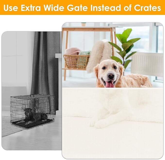 180 Inch Extra Long Baby Gate Extra Wide Dog Gates for Large Openings Extra Large Baby Gate Dog Gate for Doorways Extra Wide Retractable Baby Gates Extra Wide Indoor Outdoor Retractable Gate (Beige)