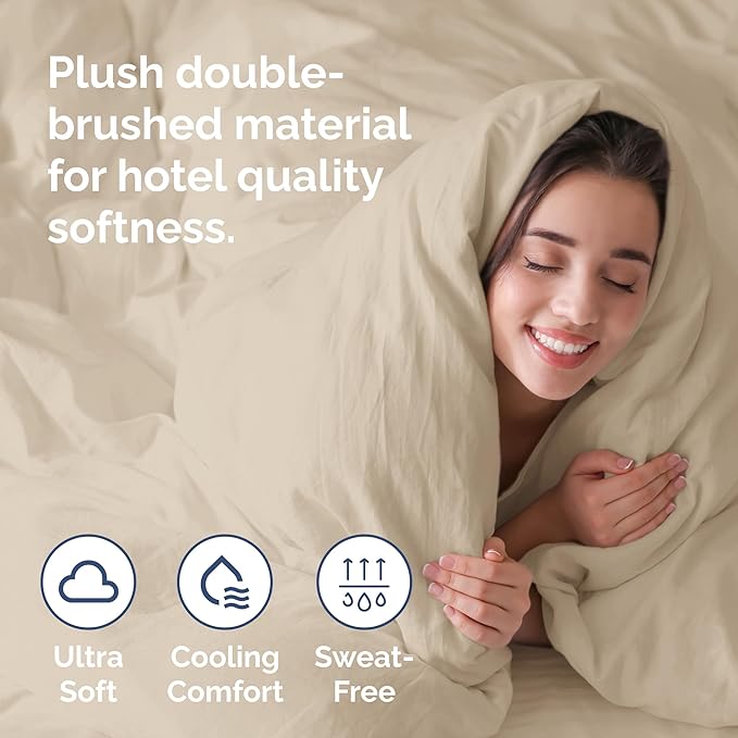 Duvet Cover Cal King Size Set - Extra Soft Cal King Size Duvet Cover 104 x 98 with 2 Pillow Shams - Hotel Luxury Easy Care & Fade Free w/Zipper Closures & Ties - Comfy Breathable Bedding Set (Wheat)