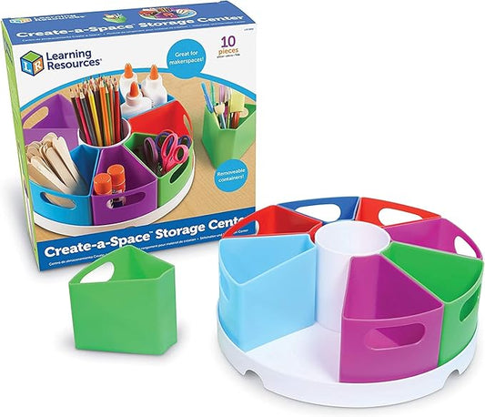 Learning Resources Create a Space Storage Center - 10 Piece set Desk Organizer for Kids, Art Organizer for Kids, Crayon Organizer, Homeschool Organizers and Storage