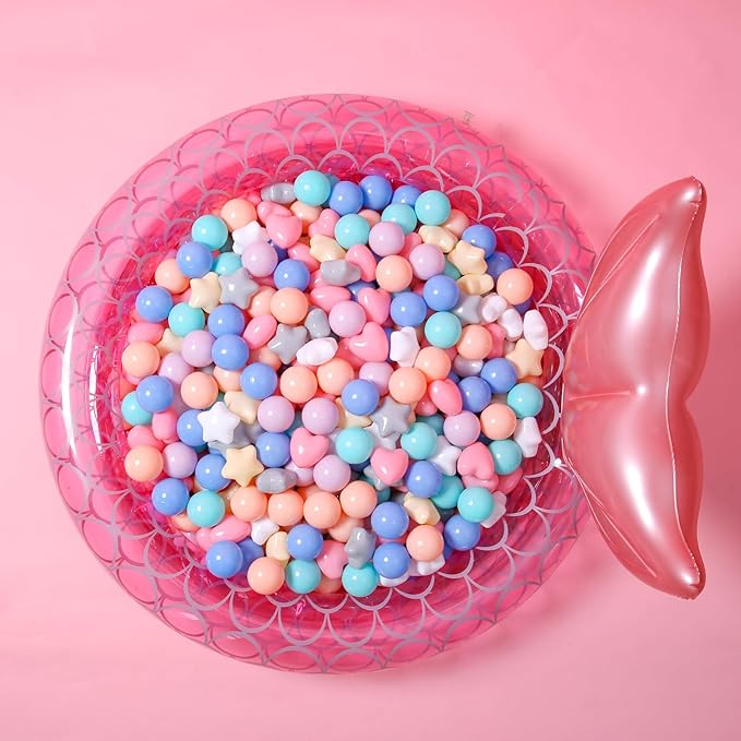 GOGOSO Shape Ball Pits Balls, Star Heart Plastic Play Balls for Toddlers Kids Children, DIY Giant Friendship Bracelet Banner