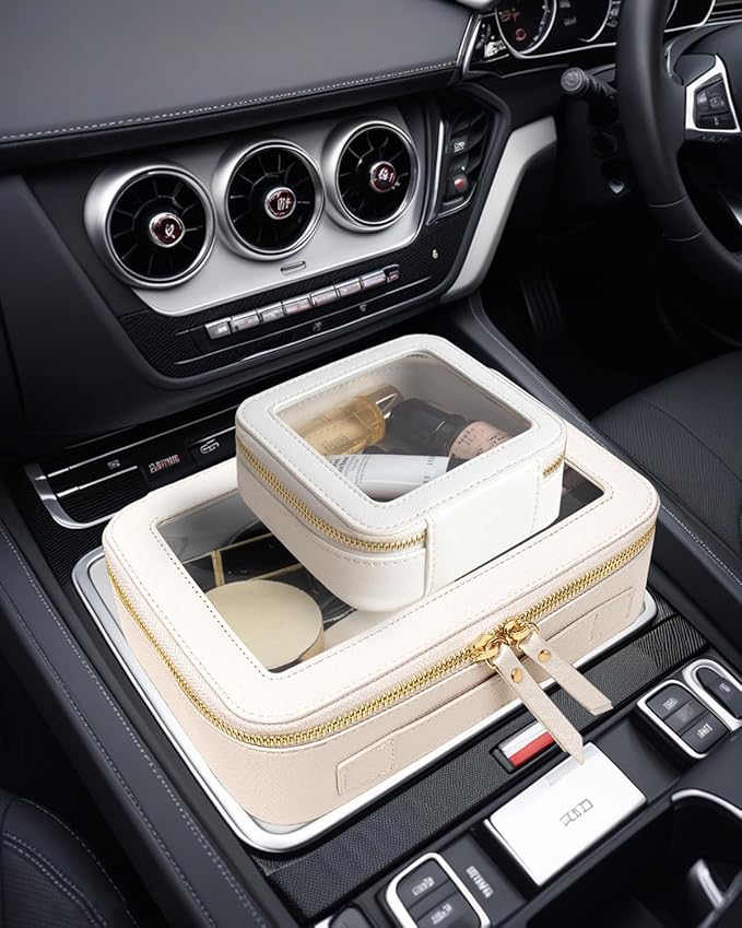 FFpaw Travel Clear Makeup Bag Set, TSA Approved Cosmetic Bag Case with Zipper Portable Makeup Pouch Toiletry Bag Women Traveling Cosmetic Organizer Storage Bag Car Organizer Car Essentials for Women