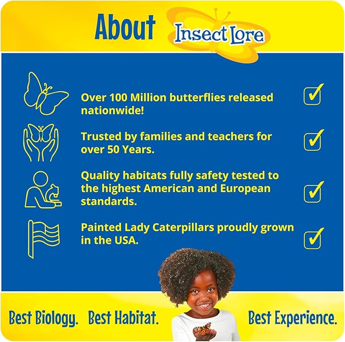Insect Lore Birthday Butterfly Garden | Butterfly Growing Kit with Live Caterpillars | 5 Live Caterpillars, Reusable Habitat, STEM Butterfly Journal, 10 Inch Birthday Card & More