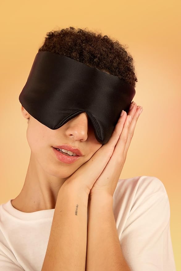 Glow People Silk Sleep Mask – 100% Mulberry Silk Eye Mask for Sleeping, Total Blackout, Cloud-Soft and Adjustable for Beauty Sleep and Travel - Charcoal