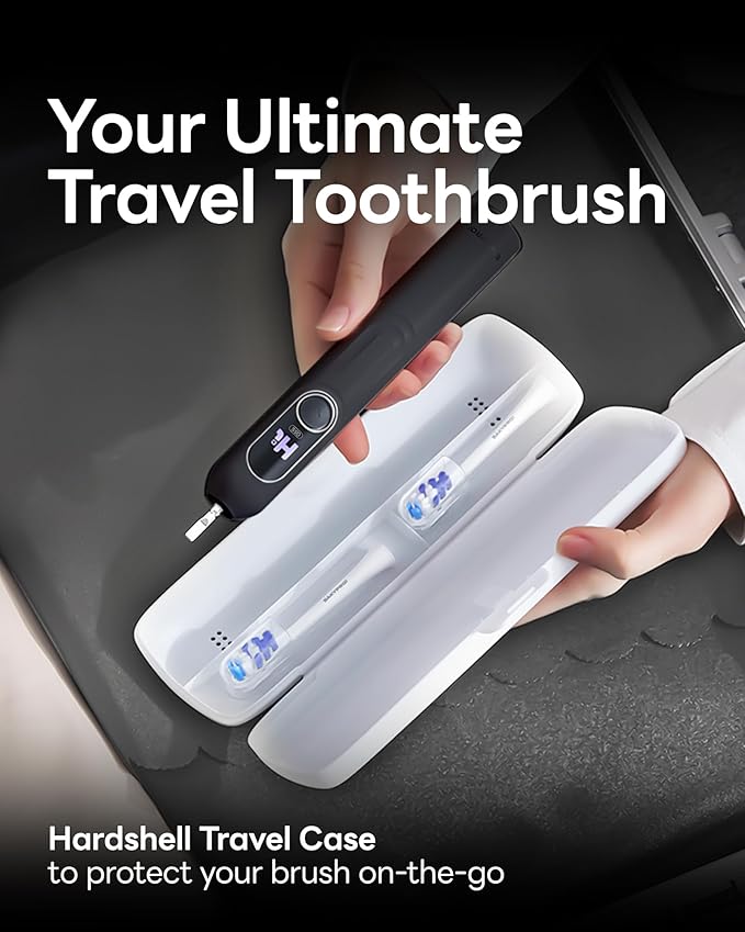 G5S Smart Electric Toothbrush with 0.96'' Screen, Real-time Missed Area Feedback, 2 Brush Heads, 150 Days Lasting, Sonic Toothbrush with Travel Case for Adults and Kids (Black, 1 Count)