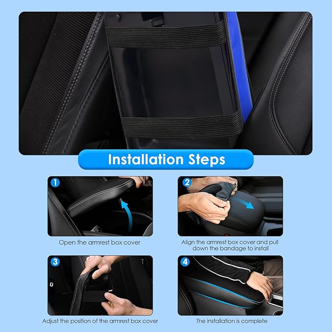 Coleya 2019-2025 2026 Ascent Center Console Cover for Subaru Ascent (Premium/Onyx Edition/Limited/Bronze Edition/Touring), Waterproof&Anti-Scratch Leather Armrest Cover 2025 Ascent Accessories (Blue)