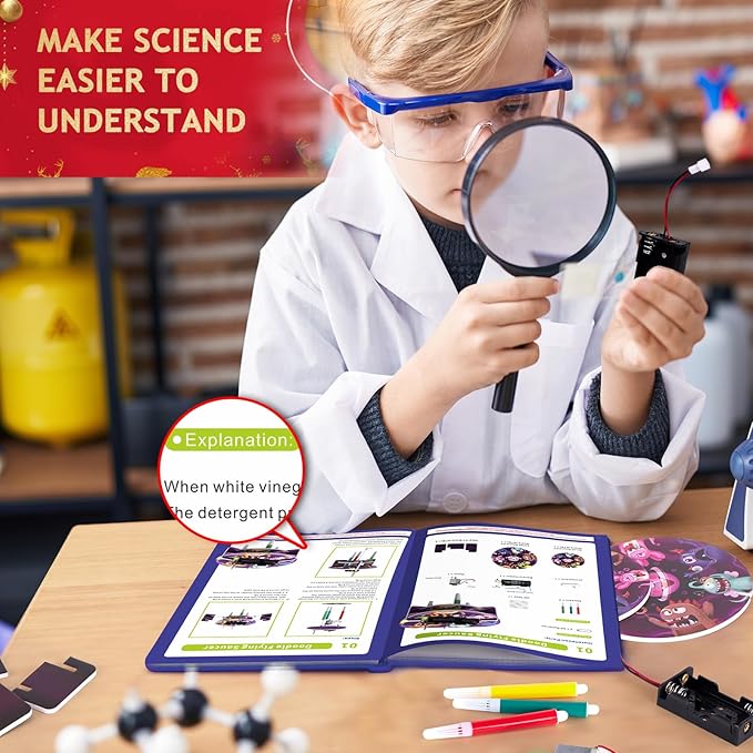 Japace Science Kits for Kids Age 4-6-8, Science Experiments & DIY Motorized Building Kits STEM Toys Chemistry Set for Kids Birthday Gift Ideas for Boys Girls Experiments Enthusiastics