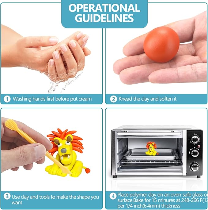 CiaraQ Polymer Clay Starter kit, Oven Bake Modeling Clay with Sculpting Tools, 50 Colors, 2.8 lb