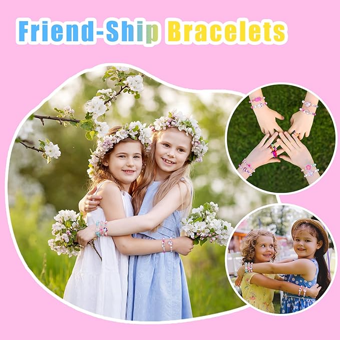 20 Psc Girls Bracelets Kids Party Favors Birthday Goodie Bag Fillers Pinata Stuffers Classroom Prize Exchange Gifts, Princess Play Jewelry Cute Animals Wooden Beads Friendship Bracelets Gifts