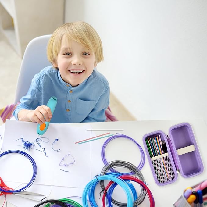 GWCASE Case Compatible with 3Doodler Start+ Essentials for 3D Pen Set for Kids, Storage Organizer Carrying Holder Fit for Printing Pens, Plastic Refill Blister, Micro-USB Charger (Box Only)-Purple