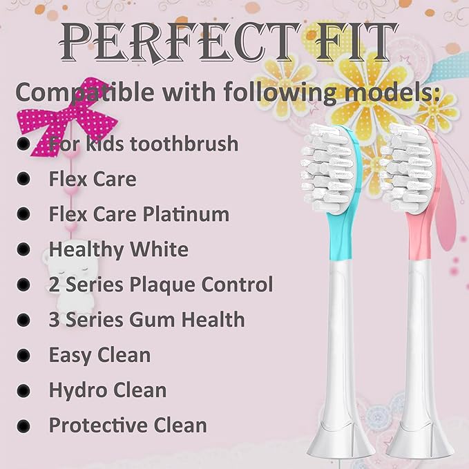 Kids Replacement Toothbrush Head for 7+ Child Soft Brush Blue 8 Pack & 8 Hygienic Cover Premium Quality Compatible with Phillps Kids Electric Toothbrush HX6321, HX6340, HX6032, HX6042 (Total 8 Pack)