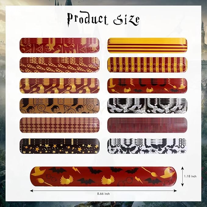 48Pcs Kids Slap Bracelets,Slap Wristbands Snap Bracelets Wizards and Magic Style Theme,for kids Party Favors Classroom Prizes Birthday Gifts