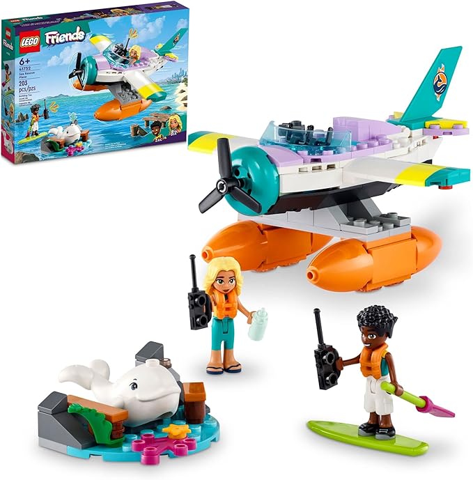 LEGO Friends Sea Rescue Plane 41752 Building Toy, Creative Fun for Girls and Boys Ages 6+, Includes 2 Mini-Dolls and a White Whale Plus Lots of Accessories, A Fun Gift for Kids Who Love Sea Life