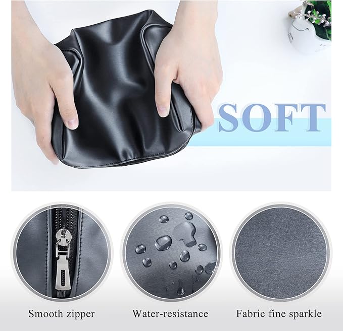 Aosbos Makeup Bag Travel Size Cosmetic Bag Zipper Makeup Pouch for Women Travel Essentials Cosmetic Pouch Makeup Organizer Purse, Blue Black