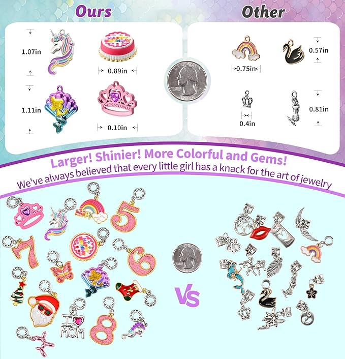 Charm Bracelet Making Kit & Unicorn/Mermaid Girl Toy- ideal Crafts for Ages 8-12 Girls who Inspire Imagination and Create Magic with Art Set and Jewelry Making Kit