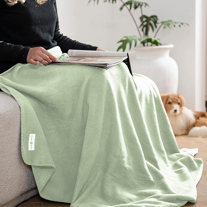 Special SG Glory Fleece Throw Blankets Bulk Fleece Blankets Solid Wholesale Lightweight Warm Soft for Pet Bed Sofa Couch Office Wedding Gifts Travel Seasons Sage Green 50x60 Inches Pack of 6
