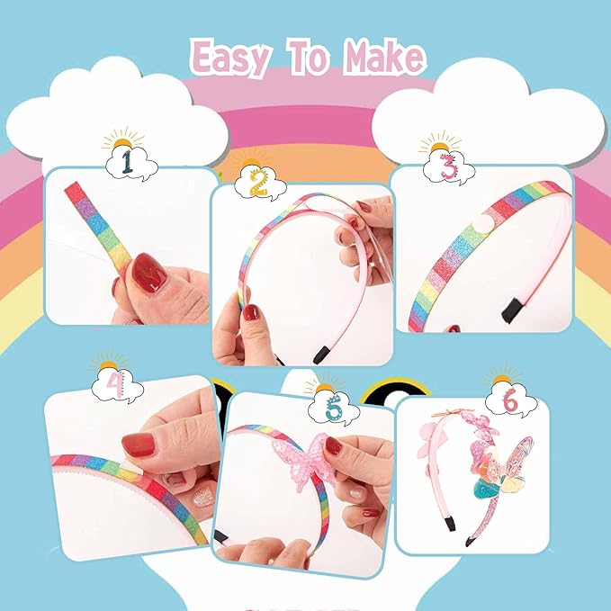 Girls Toy Mermaid Headband Craft for 4-8, Kids DIY Toy Hair Accessories Chrismas Crafts Gifts Set for 4 5 6 7 8 9 10 Years Old Girl Art Craft Sets, Birthday Gift Christmas Stock Stuff for Girls
