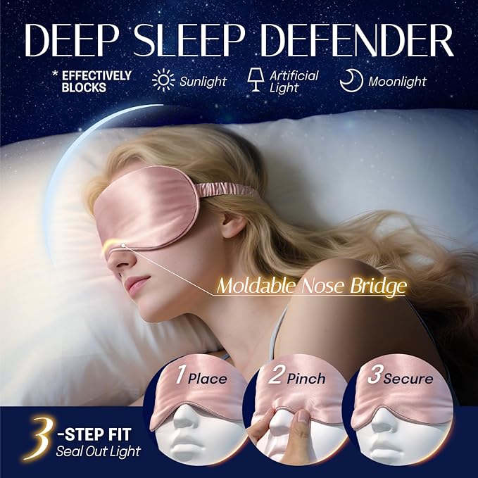 OLESILK Silk Sleep Mask Eye Mask Blindfold with Double Layer Silk Filling and Elastic Strap for Full Night's Sleep, Travel and Nap, Soft Eye Cover Eyeshade with Luxury Bag and Ear Plugs, Red