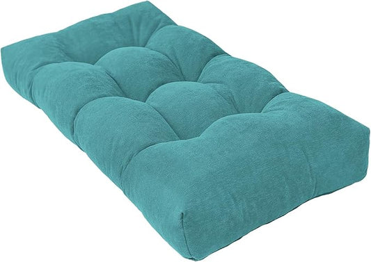 Bench Cushion 42 Inch - Chenille Fabric, High-Density Foam, Non-Slip Bottom, Soft Durable Indoor Tufted Long Seat Cushion for Window Garden Furniture (Teal, 42x16x4 Inch)
