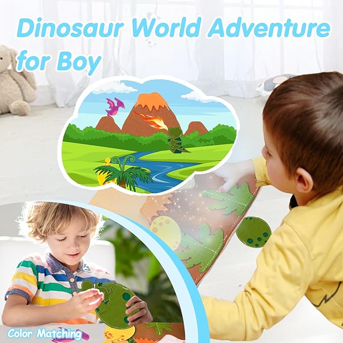 Daily Life of Boys Busy Book for Toddlers,Montessori Busy Books,Preschool Felt Busy Quiet Book Learning Life Skills,House Pretend Play Dress UP Game,Montessori Toys for 3 4 5 Years Autism Sensory