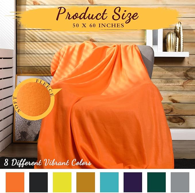 Kinlop Fleece Blanket Bulk 60 x 50 Inch Soft Lightweight Fleece Cozy Blanket Warm Throw Plush Pet Throw for Bed Couch Sofa Home Office Wedding Gifts Travel Camping(Fresh Color,40 Packs)