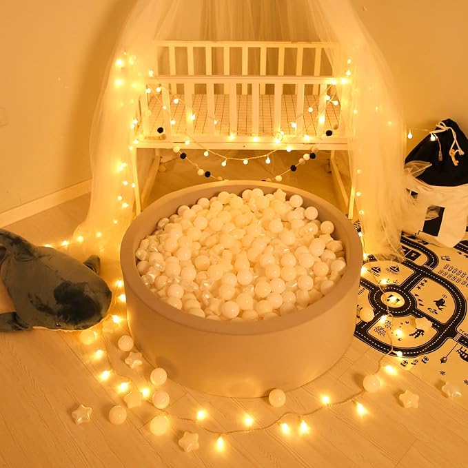 GOGOSO Star Ball Pit Balls for Toddlers, Star Beige Plastics Balls for Ball Pool Birhtday Party Girls Kids with Storage Bag, 2.17inches 100pcs/sets for Friendship Bracelet