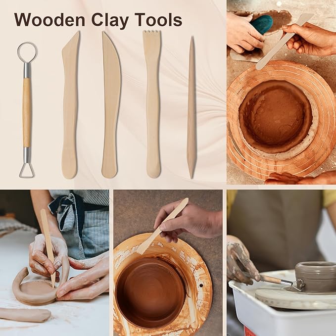 Amrules Clay Tools Kit, 31 PCS Pottery Tools, Practical Polymer Clay Sculpting Tools Kit, Air Dry Clay Tools Set for Beginner, Adults, Pottery Craft, Carving, Drawing, Molding, Modeling, Shaping