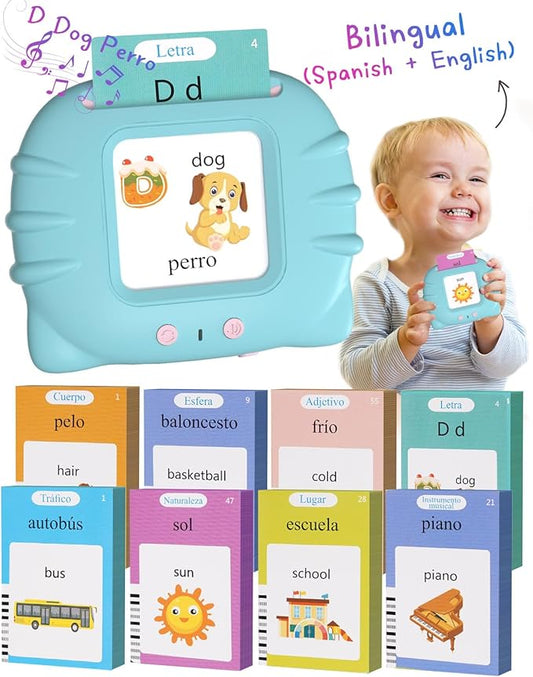 510 Words Spanish English Bilingual Talking Flash Cards, Toddler Learning Montessori Toys for Kids Ages 1 2 3 4 5 6 Year Old Daughter Son, Birthday Gifts for Boys Girls Autism Autistic Sensory Toys