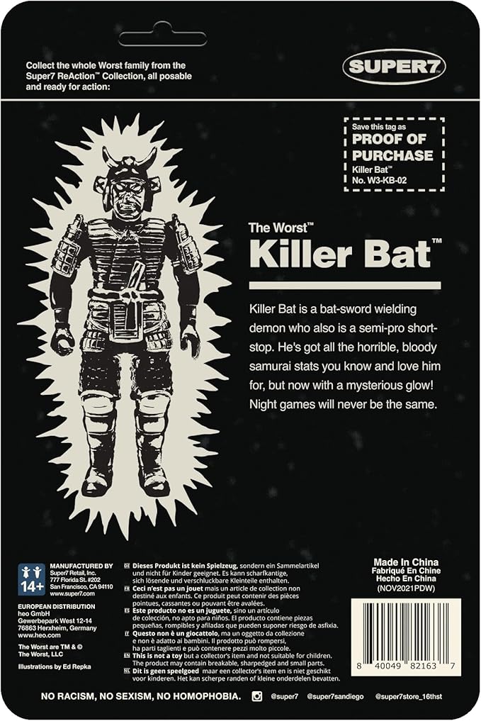 Super7 The Worst Killer Bat (Monster Glow) - 3.75" The Worst Action Figure with Accessory Collectibles and Retro Toys