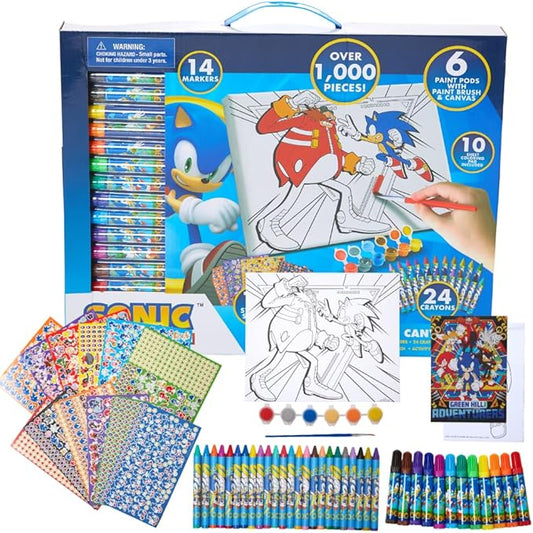 Innovative Designs Sonic The Hedgehog Creative Coloring Canvas Painting and Activity Set for Kids, 1000+ pcs