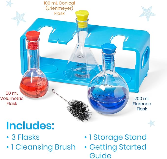 hand2mind Starter Science Measuring Flask Set, Plastic Beakers for Kids, Science Lab Equipment, Measuring Toys for Kids, Kids Chemistry Set, Educational Science Kits, Science Supplies for Classroom