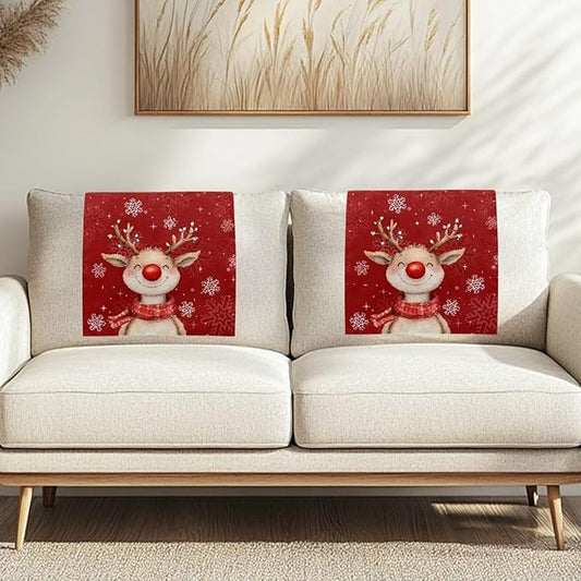 Christmas Decor Reindeer Recliner Headrest Protector Soft Couch Headrest Covers Wrinkle Resistant Recliner Backrest Cover Furniture Protector for Home Couch Loveseats Decoration